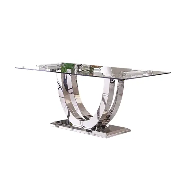1800mm Contemporary Rectangle Tempered Glass Top Dining Table - Image 5