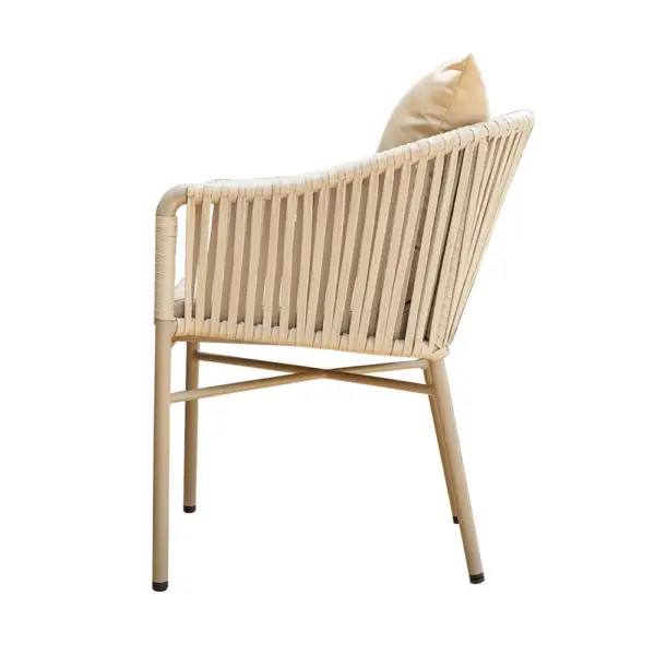 7 Pieces Outdoor Dining Set with Rectangle Table and Woven Rattan Armchair in Natural - Image 13