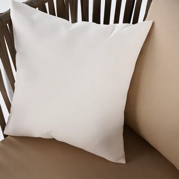 Traditional Outdoor Hanging Chair Rattan Porch Swing Chair with Khaki Cushion Pillow - Image 4