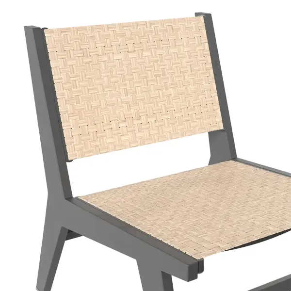 5Pcs Rustic Rattan Aluminum Outdoor Patio Lounge Chair Set Round Coffee Table & Stool - Image 8